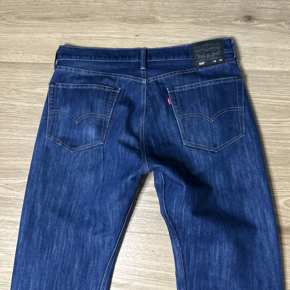 Levi Strauss 505 Black Label Dark Indigo 36x320 Stretch Straight Leg Pre Owned